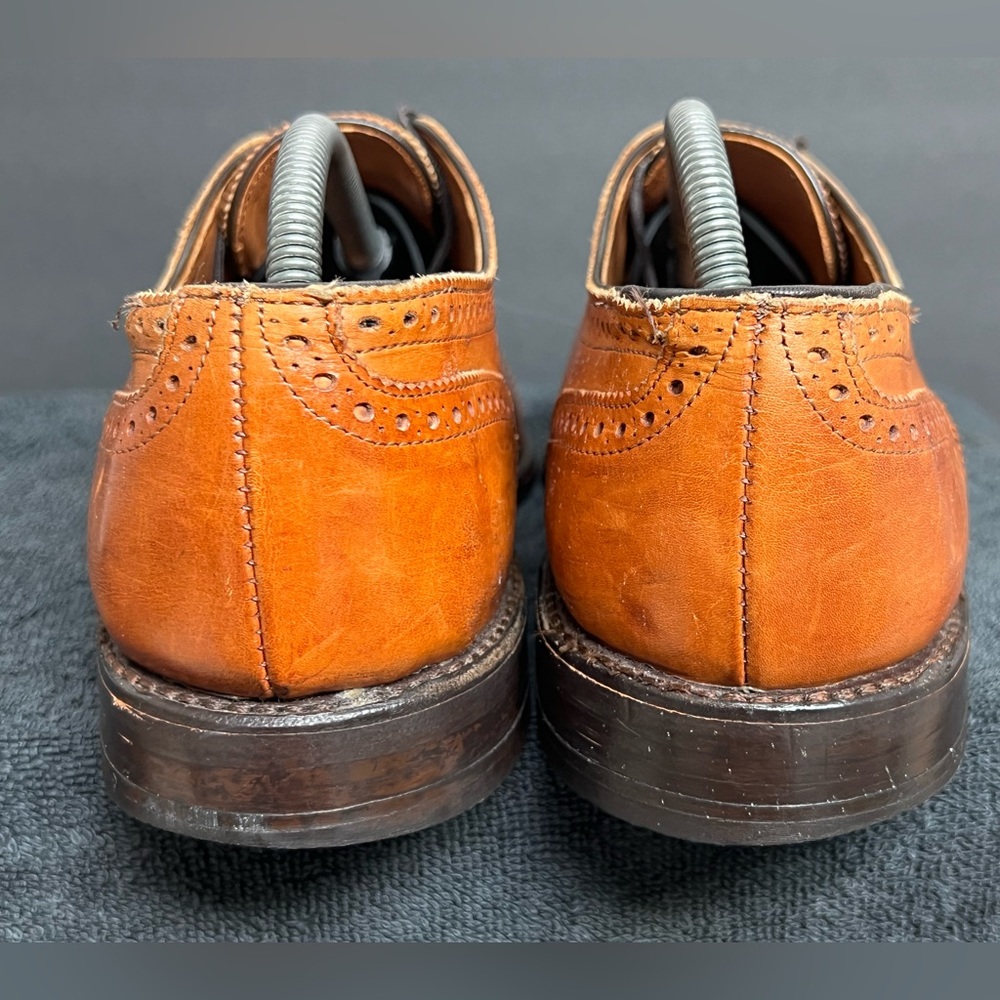 Allen Edmonds Sanford Tan Leather Cap Toe Medallion Men's Dress Shoes 9.5 D - Picture 7 of 10